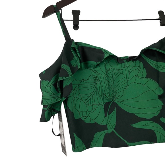 Marciano Emerald Green-Black Cold-Shoulder Crop Top - Size XS - Picture 7 of 12